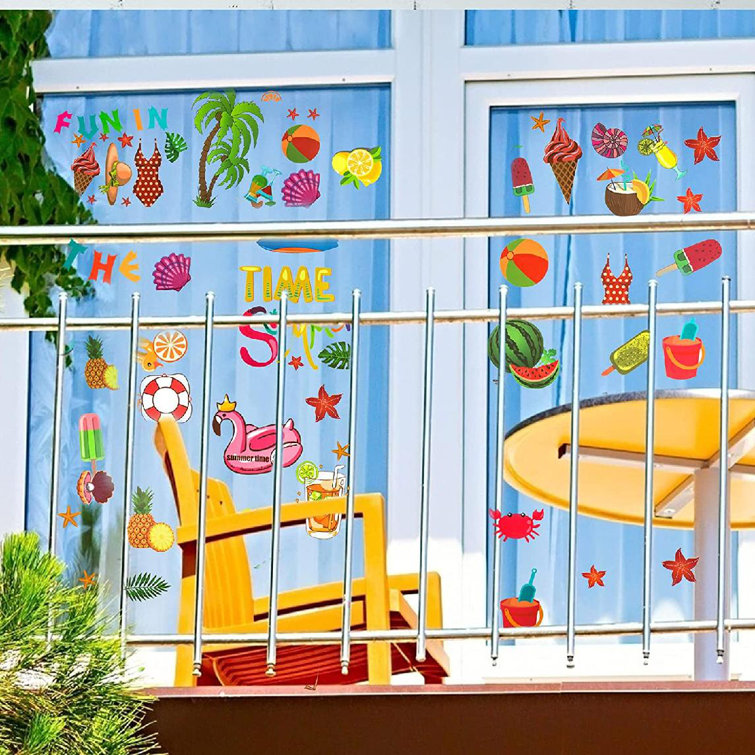 Bayou Breeze 8 Sheets Summer Window Clings For Glass Windows, Summer